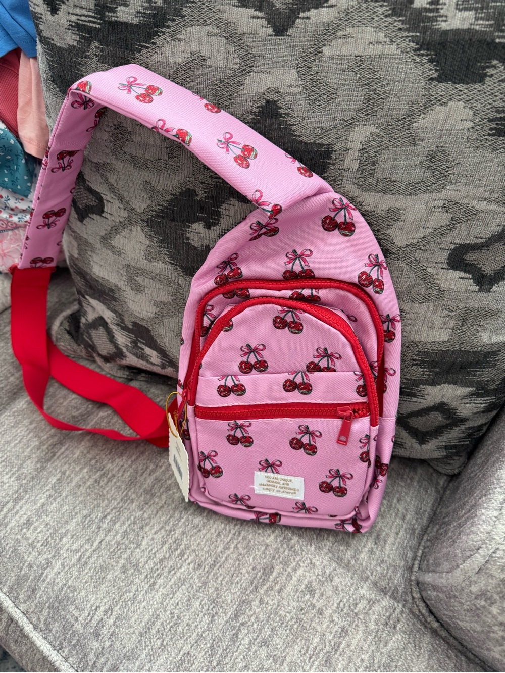 Simply Southern Pink Cherry Print Sling Crossbody